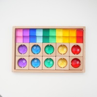 Blocs sensoriels Montessori en acrylique transparents, cubes arc-en-ciel en lucite, jouet éducatif pour l'apprentissage précoce