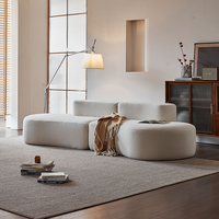 Canapé modulable en velours de style minimaliste, forme cachemire, tons crème, compressé sous vide, pour salon