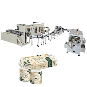 Ligne de production entièrement automatique de rouleaux de papier toilette individuels, directement de l'usine, avec machine d'emballage en lots de 10 rouleaux - Product Image 1