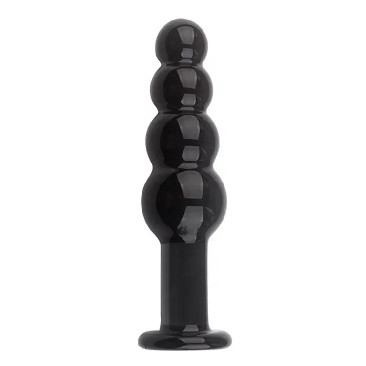 Black Graduated Anal Bead Plug Crystal Butt Bead Plug Glass Anal Trainer Toy