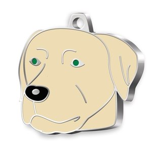 Placa de Identificación para Mascotas de Metal Color Champán con Diseño de Perro Labrador - Product Image 1