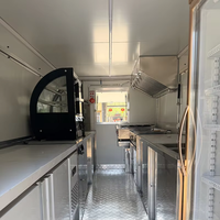 Food Truck à Pizza Style Italien avec Four à Pierre à Gaz, Table de Préparation de la Pâte, Friteuse et Vitrine en Verre pour la Vente de Pizzas