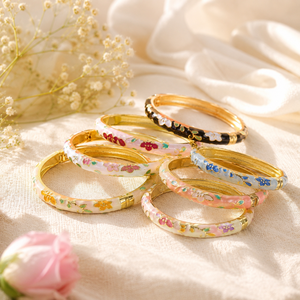 Factory Wholesale Children's Fashionable Retro Style Chinese-Style Zinc Alloy Enamel Flower Design Silk Thread Inspired <b>Bangles</b> - Product Image 5