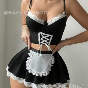 Costume da Cameriera <span class=keywords><strong>Sexy</strong></span> Craftsman B208, Elegante Abbigliamento da Club con Pizzo e Volant, Morbido e Traspirante in Poliestere per Donne, per Serata di Nozze - Product Image 4