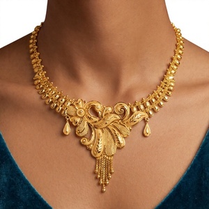 Collar de Cadena de Oro Sólido 22K HUID Halmark 91.6 con Dije de Pavo Real Floral para Mujer, Joyería Fina de Moda para Boda India, Regalo - Product Image 2