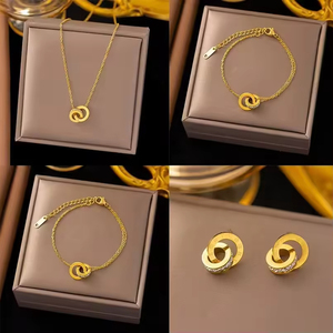 La Mã Chữ Số Trang Sức Set Vòng Đeo Tay Vòng Cổ Bông Tai Thép Không Gỉ Với Zircon Cao Cấp Phụ Kiện Thời Trang Cho Phụ Nữ Bán Buôn - Product Image 3