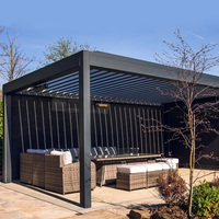Pergola de luxe haut de gamme sur mesure en aluminium thermolaqué, pergola électrique d'extérieur avec paroi solide et chauffage