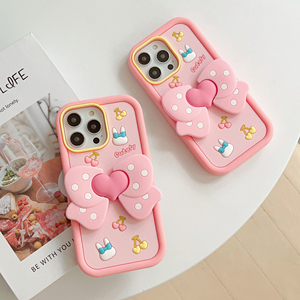 Custodia porta fiocco rosa di alta qualità con cuore da ragazza che scoppia per <span class=keywords><strong>iPhone</strong></span> - Product Image 1