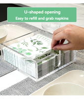 Transparenter Acryl Wasserdichter Moderner Serviettenhalter Tisch-Desktop-Papiertuchspender für Zuhause Küche Restaurant U-förmige Öffnung