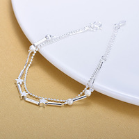 Bracelets en chaîne à billes couleur argent pour femmes, faits à la main, avec perles étoiles