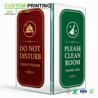 Panneau de porte personnalisé en acrylique double face, transparent, avec impression de logo de marque en feuille d'or, pour bureau, vente en gros