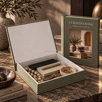 Boîte de rangement décorative en carton imitation livre, avec couvercle en lin ouvrable, 3 tailles, pour logo personnalisé, idéale pour le rangement dissimulé.