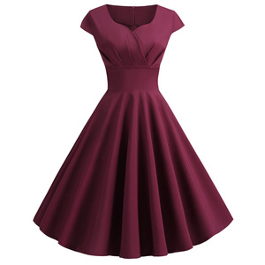Robe d'été pour femmes, style Hepburn vintage, rockabilly, <span class=keywords><strong>pin</strong></span>-<span class=keywords><strong>up</strong></span>, robe décontractée rétro élégante, robe de soirée midi, robe d'été - Product Image 3