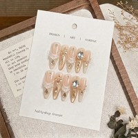 Ongles à presser Chrome Cat Eye 10 pièces faits à la main, forme amande, couvrance totale avec colle pour doigts