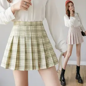 Sommer Frauen Röcke 2021 New Korean High Waist Plaid Minirock Frauen Schulmädchen Sexy Cute Falten rock mit Reiß verschluss