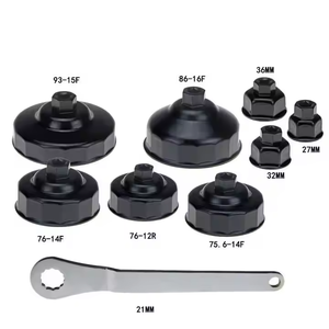 Jeu de clés à <span class=keywords><strong>filtre</strong></span> à <span class=keywords><strong>huile</strong></span> professionnel de haute qualité, 9 pièces, en acier à haute teneur en carbone, certifié CE, noir, ajustement universel - Product Image 4