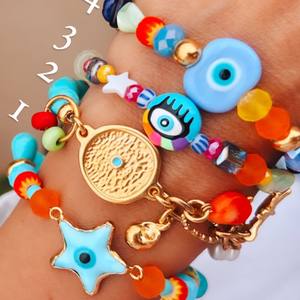 Toptan kadın moda renkli cam kristal nazar bilezik Dainty kararmaz ücretsiz hediye için su geçirmez takılar - Product Image 2