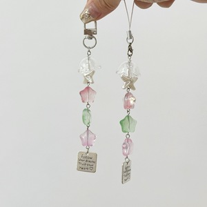 Fashionable Ins Style Colored Glaze Star Mobile Phone Chain PVC Lanyards Keychain Pendant Goo Card Chain Wholesale