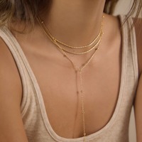 Collier superposé élégant et délicat en acier inoxydable en forme de Y, tendance, pour femmes, vente en gros, accessoires quotidiens TGXL15530