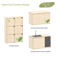 Ensemble de meubles TongLeFang pour la salle à manger/apprentissage des tout-petits, table et chaise en bois de caoutchouc avec pieds en acier, armoire de rangement pour les enfants de 2 à 3 ans