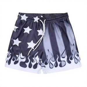 <b>Men's</b> American Flag Flame Print Board Shorts Quick Dry Drawstring Casual Swim <b>Trunks</b> - Product Image 2