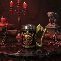 Nouveau Viking Tomahawk poignée crâne bière tasse nordique Viking tasse mythologie nordique bière Stein bataille hache tasses