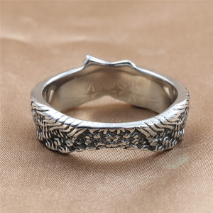 European American Style <b>Titanium</b> Steel Wing <b>Ring</b> Silver Men's Punk Jewelry 24081 - Product Image 2