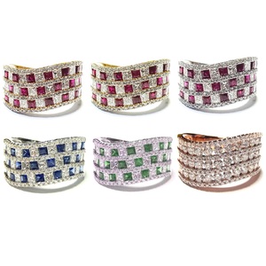 HK แหวนทับทิมประดับเพชรเม็ดใหญ่สำหรับผู้หญิง18K สีขาวทองธรรมชาติ - Product Image 4