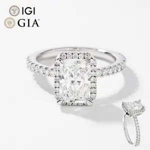 Custom Gia Igi Certified Vvs Cvd Lab Grown Created Diamond 10k 14k 18k Gold Radiant Cut Engagement Ring 1 2 3 Ct Carat 2ct