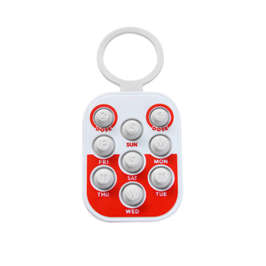 Pastillero Portátil de Plástico con Recordatorio Semanal/Diario y Botones de Dosis para Ayudar a la Memoria - Product Image 1