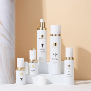 Sọc trắng và nắp vàng với Bộ chai thủy tinh màu trắng sang trọng Logo vàng dập nóng có thể được tùy chỉnh với nhiều màu sắc khác nhau - Product Image 2