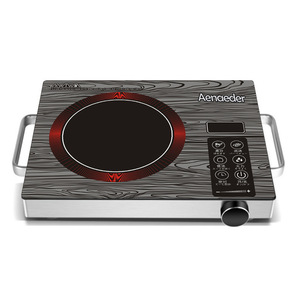 Electric Ceramic Cooktop 2200W Touch Control Wood Grain 15 In Smooth Surface For Home Cooking Hot Pot Stir Fry Tea Making - Product Image 2
