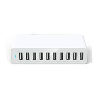 Chargeur USB rapide pour téléphone portable de bureau, adaptateur secteur 10 ports USB, 5V 12A 60W, station de charge USB portable pour voyage