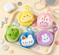 Porte-monnaie en peluche 3D motif animal de dessin animé, mini sac de rangement portable à fermeture éclair, mignon porte-clés en peluche, breloque de sac pour pièces de monnaie et petits accessoires