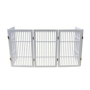 Barrière pour chien robuste et durable, pliable, en bois d'acacia, clôture en bois portable pour l'intérieur ou l'extérieur - Product Image 3