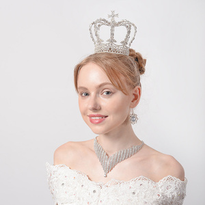 Corona di Lusso Europea in Stile Barocco con Diamanti, Corona Rotonda Alta per <span class=keywords><strong>Re</strong></span> e Regina - Product Image 5