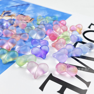 Frosted Gradient Heart Acrylic Beads 17x21mm 1.8mm Hole For DIY Phone Chain Keychain <b>Car</b> <b>Ornament</b> - Product Image 1