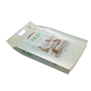Impresión personalizada plástico 1kg 2kg 5kg 10kg fondo plano Tailandia Basmati arroz bolsa de embalaje con asa