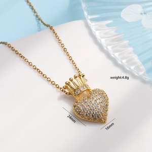 สร้อยคอจี้รูปมงกุฎทองแดงชุบทองคำแท้ประดับเพชรซิร์คอนสำหรับเครื่องประดับผู้หญิง - Product Image 5