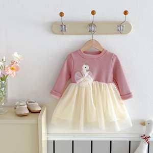 Vestido Maxi de Lana para Niñas, Estilo Dulce y Transpirable, Diseño de <span class=keywords><strong>Princesa</strong></span> Otoñal, Terciopelo, Malla de <span class=keywords><strong>Cisne</strong></span>, Grosor Ordinario, para Niñas Pequeñas - Product Image 2