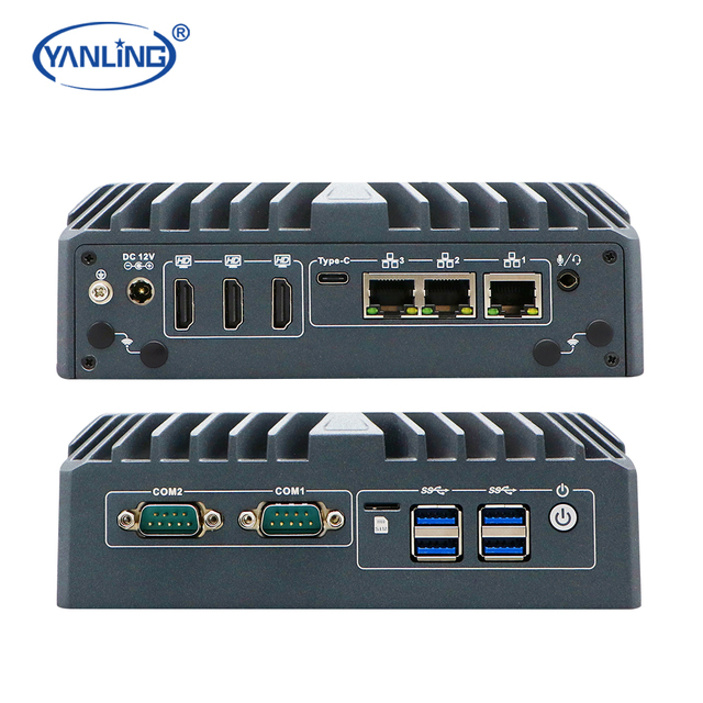 14th Gen Core Ultra Mini PC with Triple 2.5G LAN and Quad Display AI IoT Automation DD5 M.2 Slot US JP EU Plug in Stock