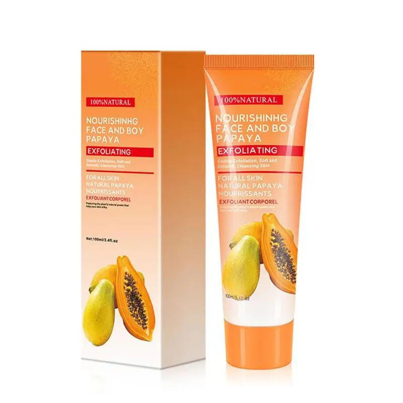 Hot Selling Peeling Cleanser Natural Exfoliating Whitening Brightening Face Scrub Gel Cream 100ml Papaya Facial Cleanser