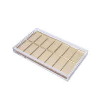 Jeu de dominos double six en acrylique doré, 28 pièces, avec étui de rangement coulissant transparent en acrylique, 18,7x11,2x2,2 cm, jeu de table de luxe