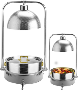 Recipiente Redondo de Acero Inoxidable para Calentar Alimentos con Lámpara de Calentamiento, Estación de Calentamiento de Alimentos de Lujo para Buffet, para Hoteles y Restaurantes - Product Image 2