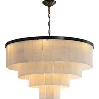 Lustre LED en laiton massif et albâtre avec angle de faisceau de 360° pour villa, duplex, loft, luminaire suspendu moderne pour salle à manger et pièces à haut plafond