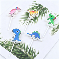 Ensemble de 5 bougies d'anniversaire en cire de paraffine écologiques en forme de dinosaures colorés et mignons pour la décoration de la maison Noël Nouvel An