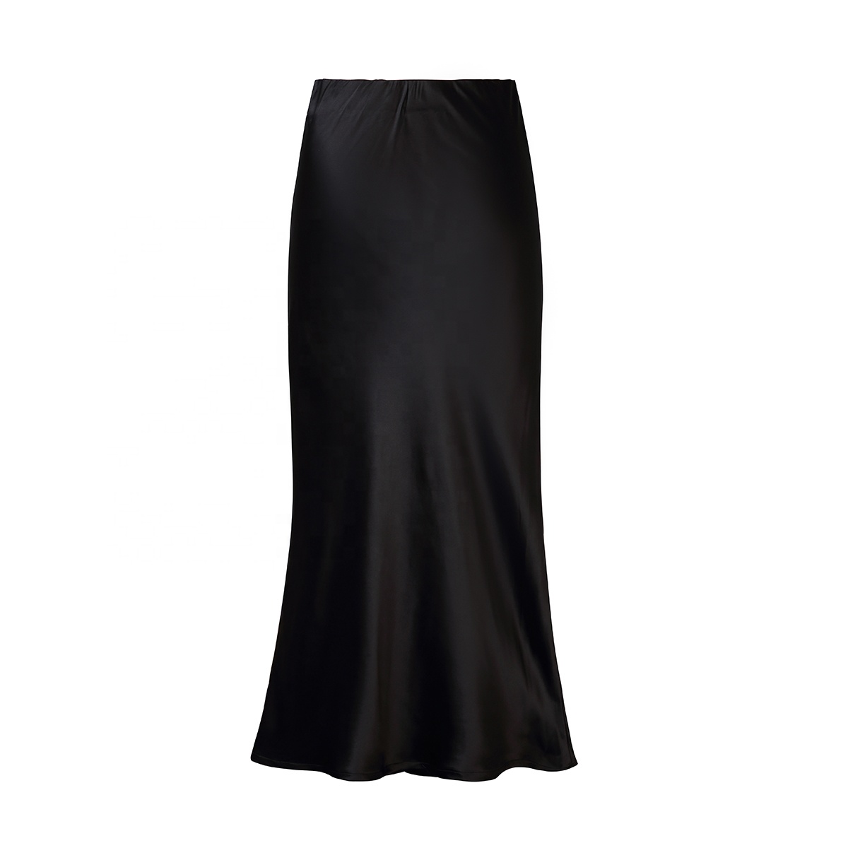 100%Silk Skirt Women Black Pencil Skirts Silk Satin Boutique Manufacturers Elastic Waistband Long Skirt