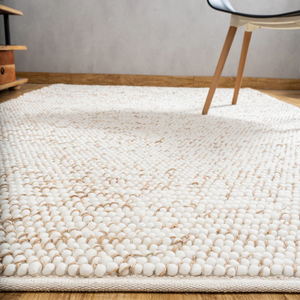 Tapis tissé en boucle écologique en jute et laine tissé à la main pour des intérieurs minimalistes confortables Salons Chambres à coucher et studios - Product Image 4