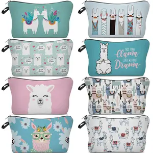 Alpaca Cosmetic Bag para Mulheres Multifunções Viagem Maquiagem Sacos Impermeável Toiletry Bag Acessórios Organizer with Zipper