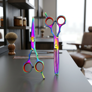 Ciseaux de coiffure professionnels de qualité supérieure en acier inoxydable pour droitiers, manche long, lames affûtées - Product Image 4